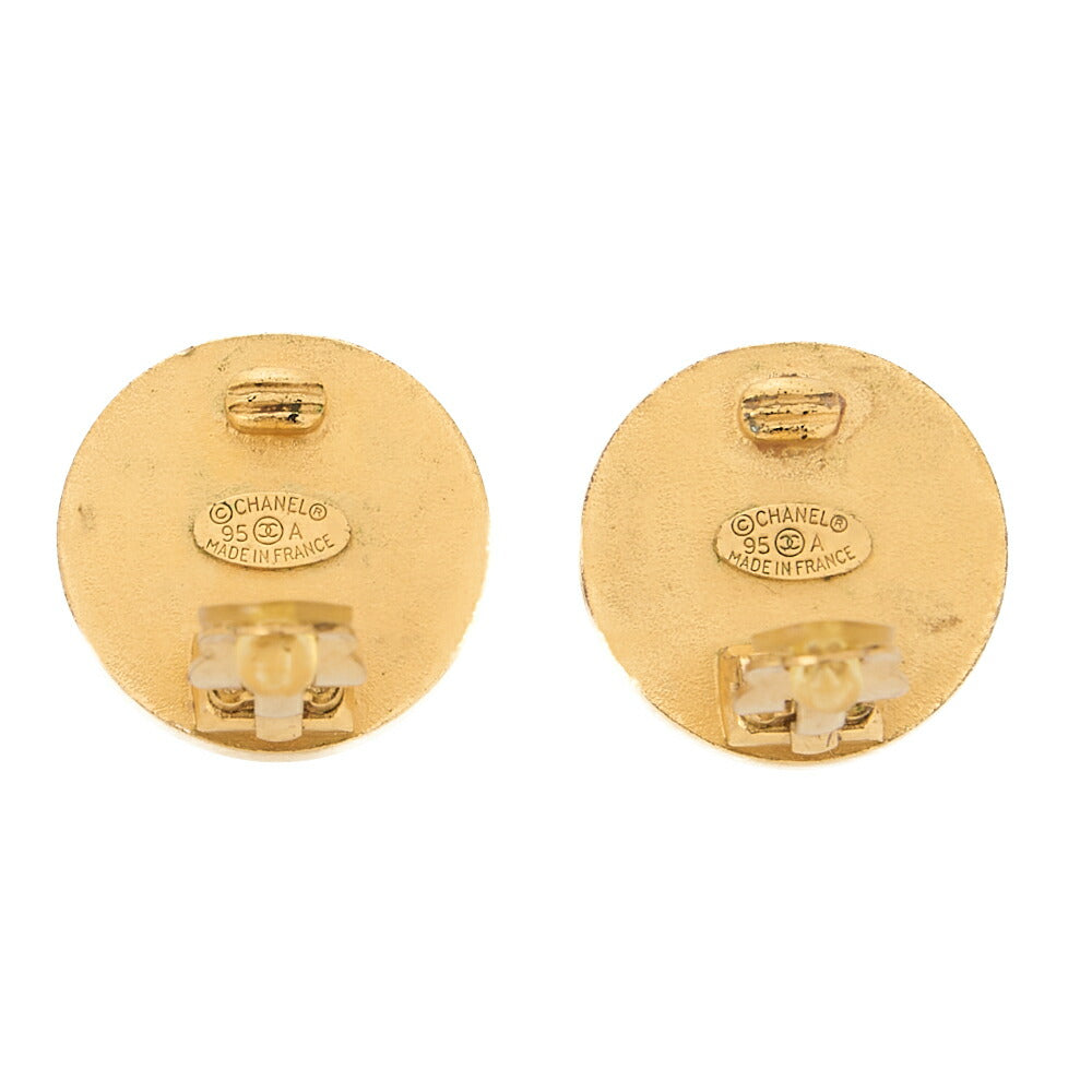 CHANEL Cocomark 95A Earrings GP X Faux Pearl Gold Gold-Tone Hardware, Pre-Owned
