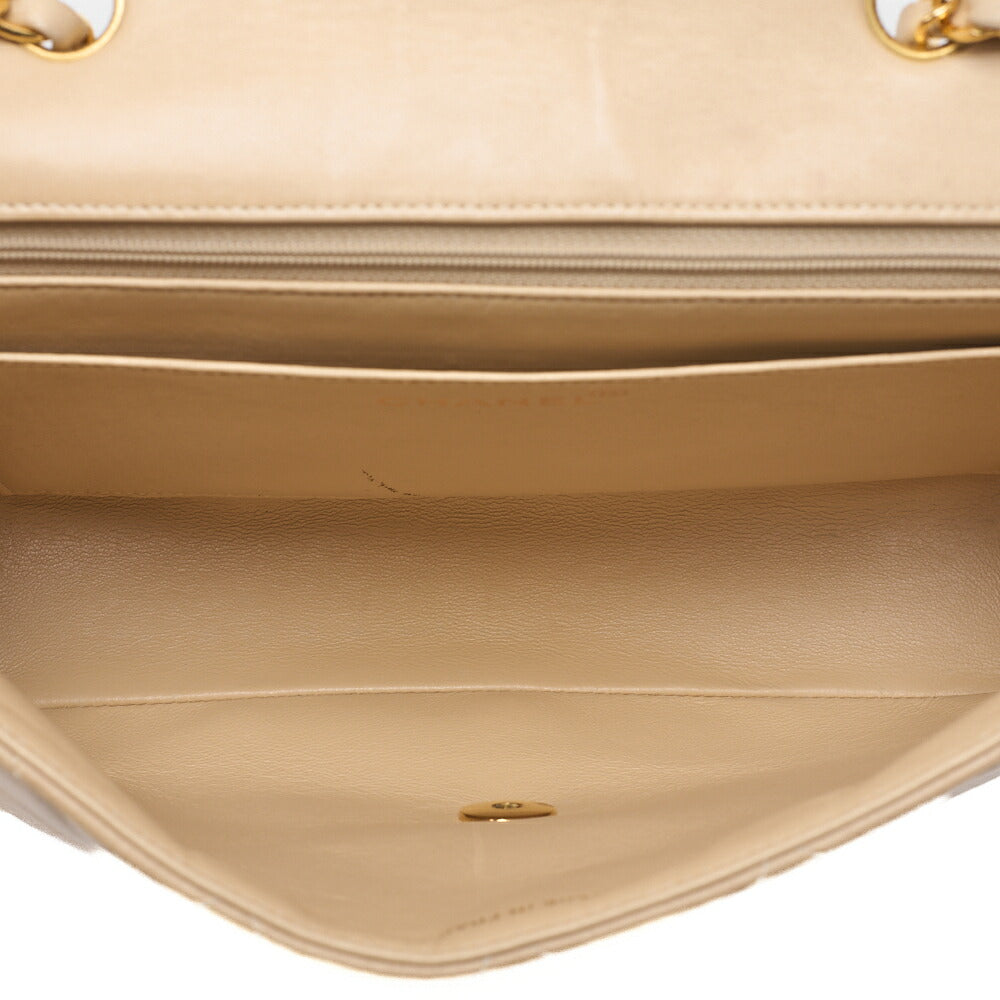 CHANEL Lambskin Matelasse 25cm Straight Flap Turnlock Chain Shoulder BeigeGold-Tone Hardware, Pre-Owned