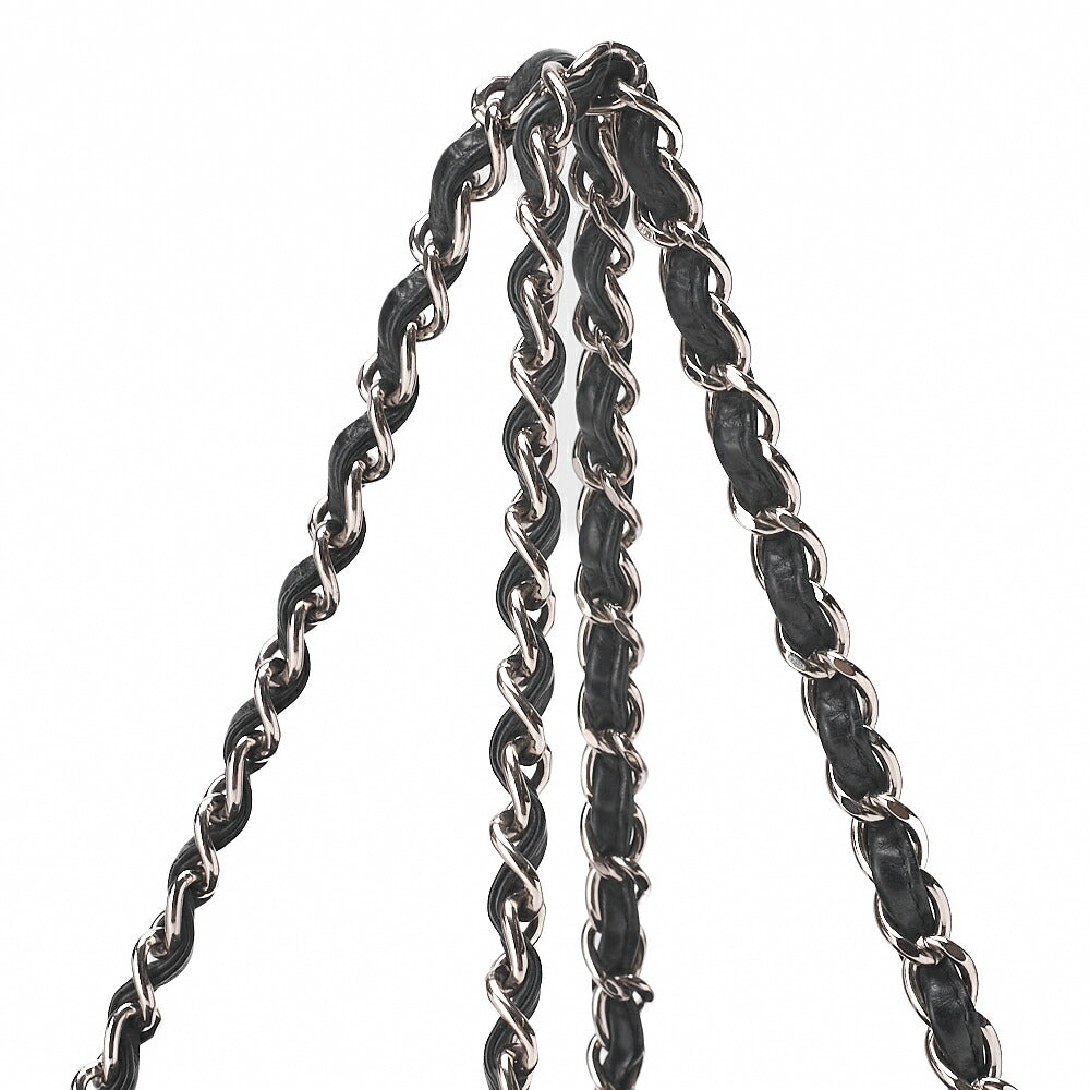 CHANEL Vintage Calf Ultra Stitch Coco Mark Chain Tote Bag Leather Black Silver-Tone Hardware, Pre-Owned
