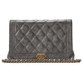 CHANEL Boy Chanel Matelasse Chain Wallet Leather Black Gold-Tone Hardware, Pre-Owned