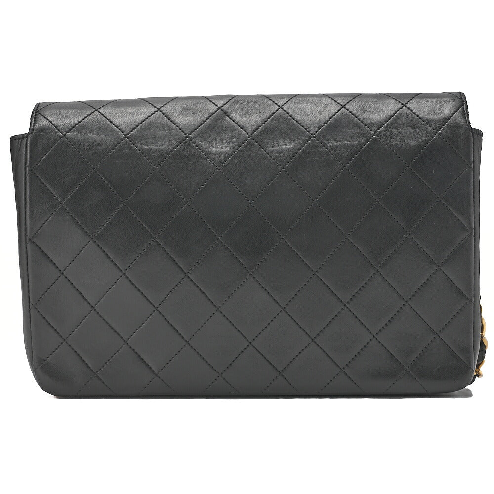 CHANEL Chain Shoulder Bag Matelasse Circle Coco Lambskin Black Single Flap Turnlock Gold-Tone Hardware, Pre-Owned