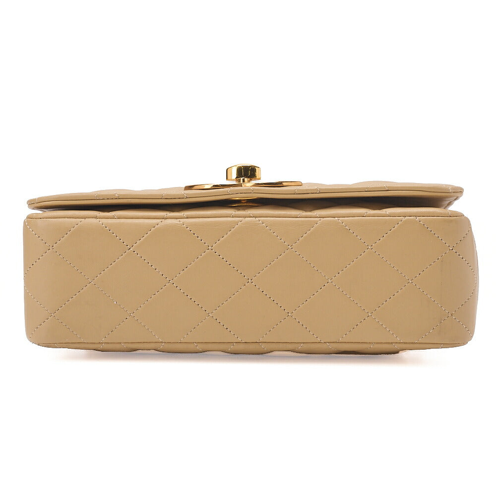 CHANEL Lambskin Matelasse Big Coco Full Flap Chain Shoulder Beige Gold-Tone Hardware, Pre-Owned