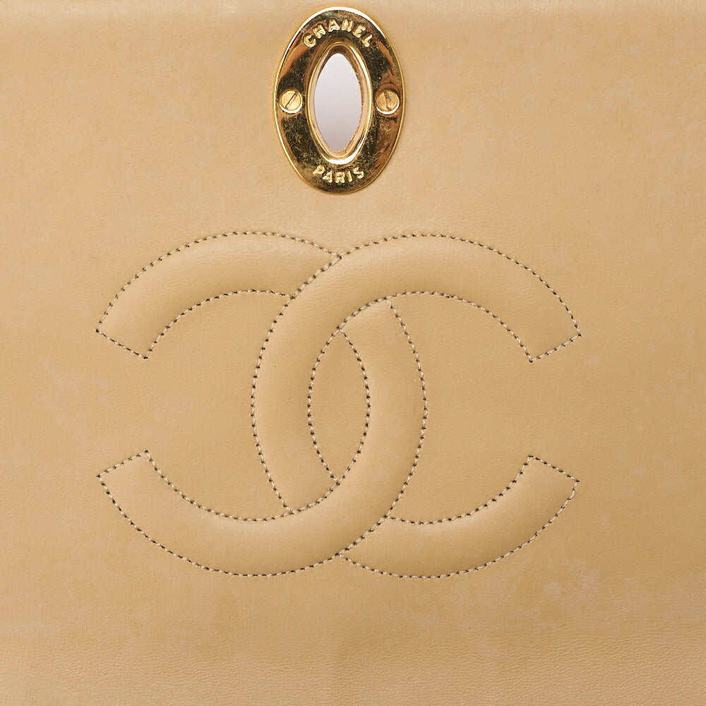 CHANEL Lambskin Matelasse Big Coco Full Flap Chain Shoulder Beige Gold-Tone Hardware, Pre-Owned