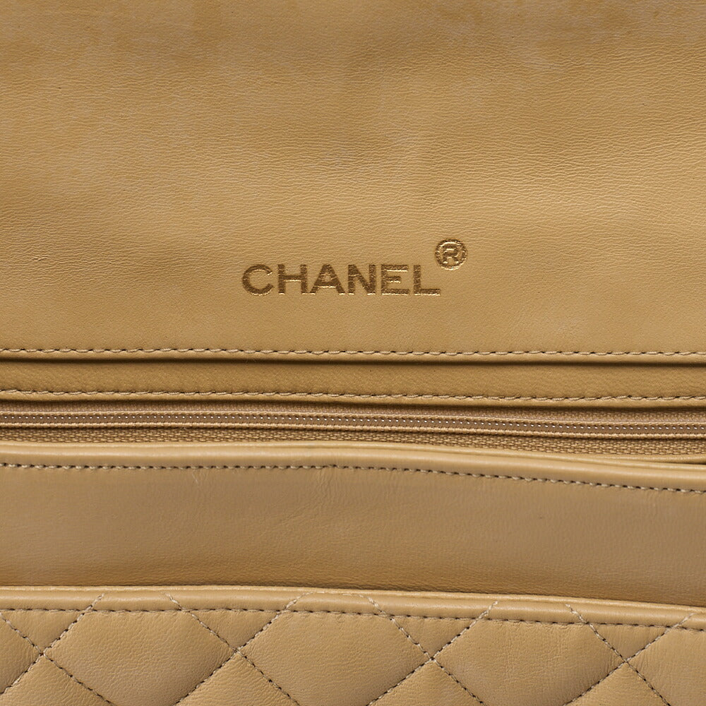 CHANEL Lambskin Matelasse Big Coco Full Flap Chain Shoulder Beige Gold-Tone Hardware, Pre-Owned