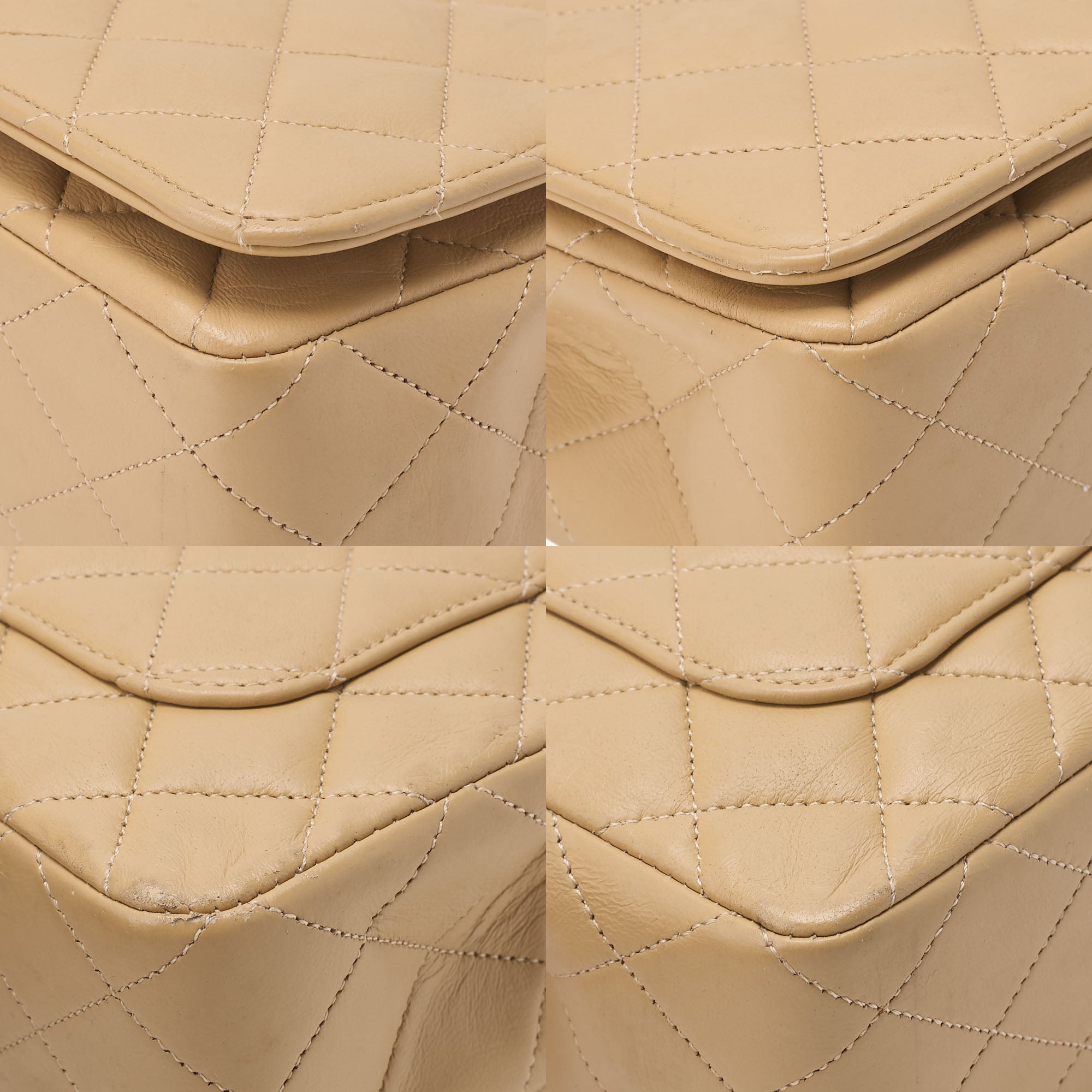 CHANEL Lambskin Matelasse Big Coco Full Flap Chain Shoulder Beige Gold-Tone Hardware, Pre-Owned