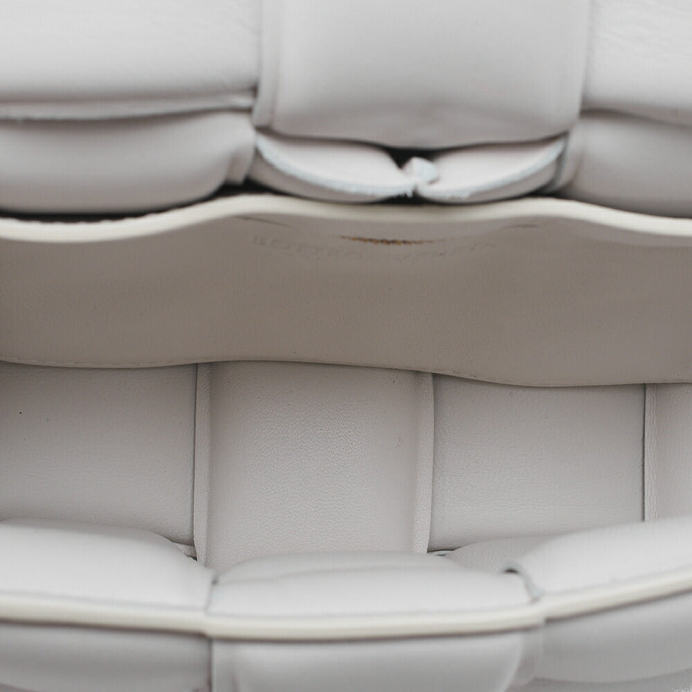 BOTTEGA VENETA Intrecciato Lambskin Padette Cassette Shoulder Back White Gold-Tone Hardware, Pre-Owned