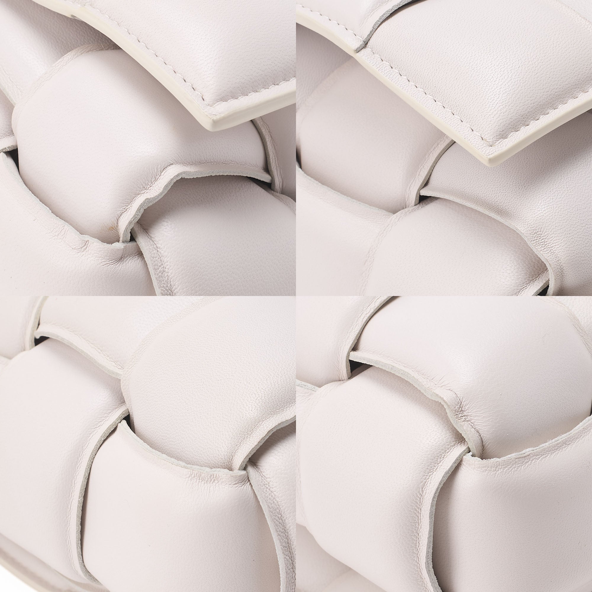 BOTTEGA VENETA Intrecciato Lambskin Padette Cassette Shoulder Back White Gold-Tone Hardware, Pre-Owned