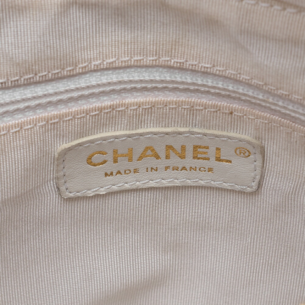 CHANEL Caviar Skin Matelasse Coco Mark One Shoulder White Silver-Tone Hardware, Pre-Owned