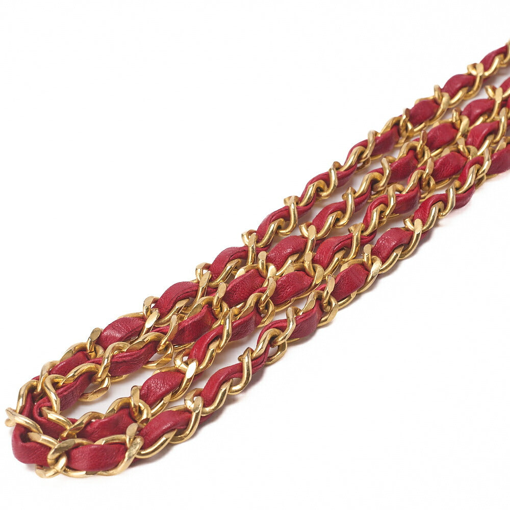 CHANEL Lambskin Mini Matelasse 14cm Turnlock Chain Shoulder Red Gold-Tone Hardware, Pre-Owned
