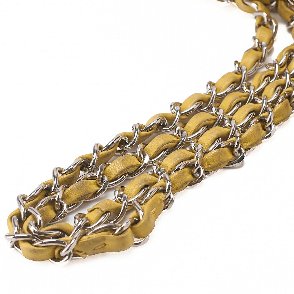 CHANEL Lambskin Matelasse W Flap 25 Chain Shoulder Yellow Silver Fittings Women's Bag Brand [Used] [Free Shipping]