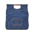 CHANEL Handbag Coco Mark Tortoiseshell Denim Silver-Tone Hardware, Pre-Owned