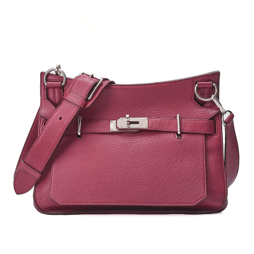 HERMES Gypsy 31 Tryon Cl?mence Shoulder Bag Ruby Silver-Tone Hardware, Pre-Owned