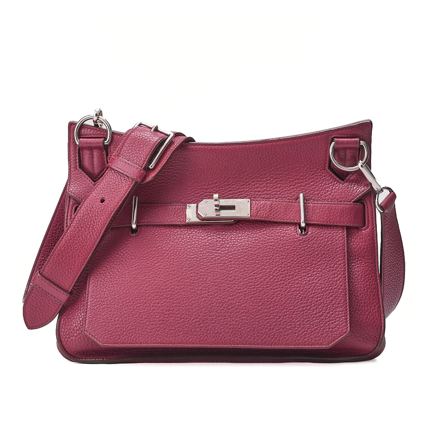HERMES Gypsy 31 Tryon Cl?mence Shoulder Bag Ruby Silver-Tone Hardware, Pre-Owned