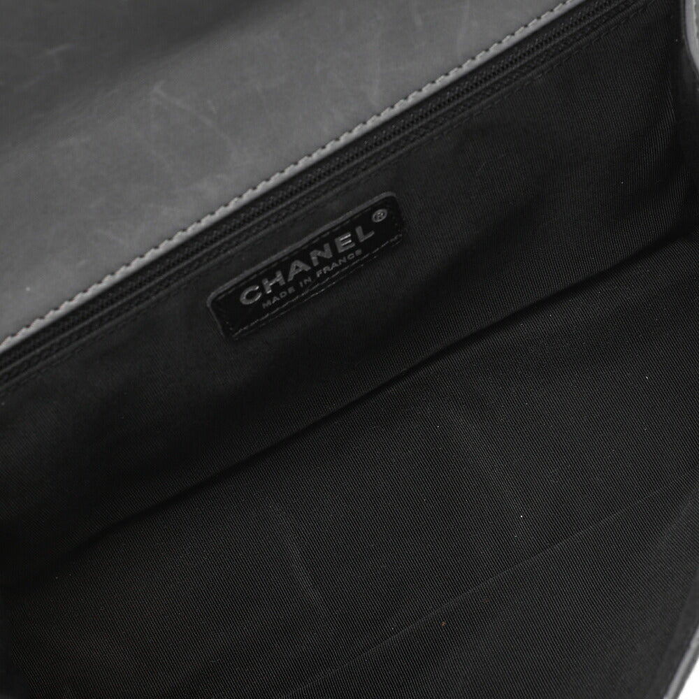 CHANEL Lambskin Matelasse Double Lock Shoulder Bag Grey Silver-Tone Hardware, Pre-Owned