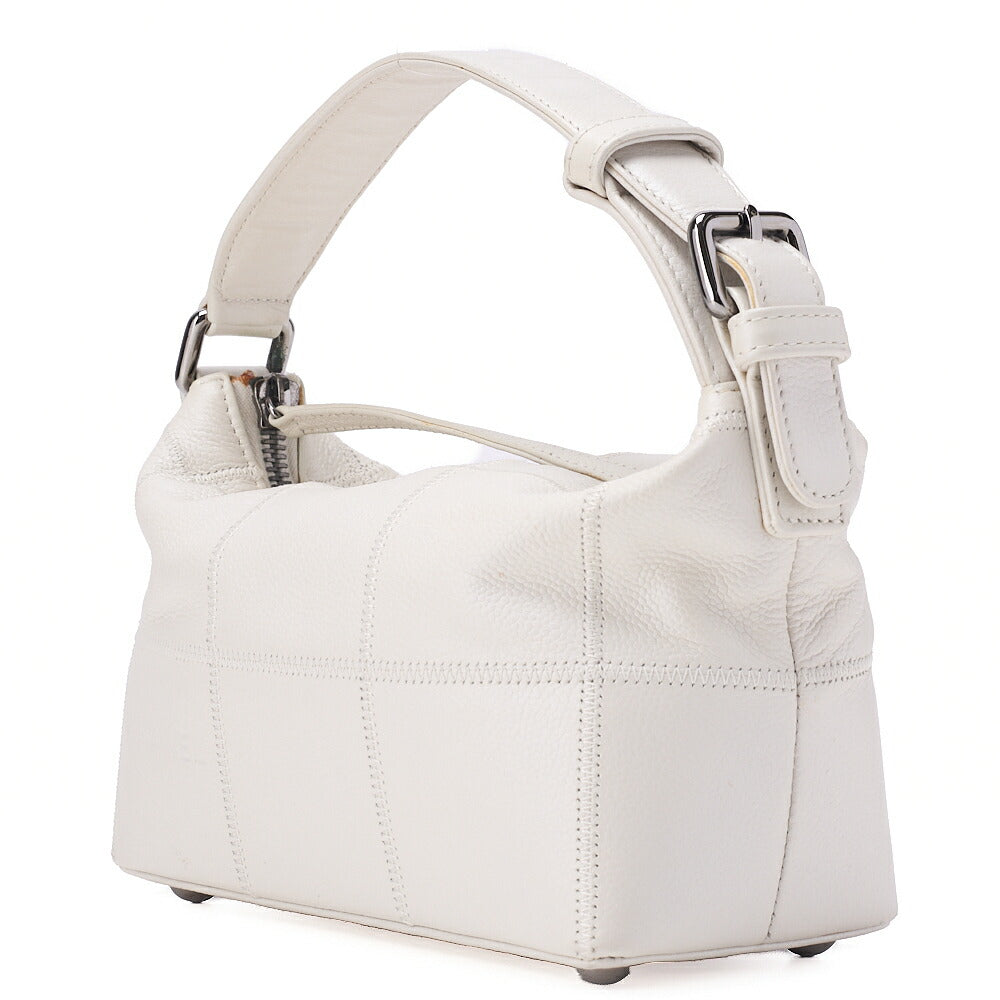 CHANEL Caviar Skin Chocolate Bar Logo Handbag White Silver-Tone Hardware, Pre-Owned