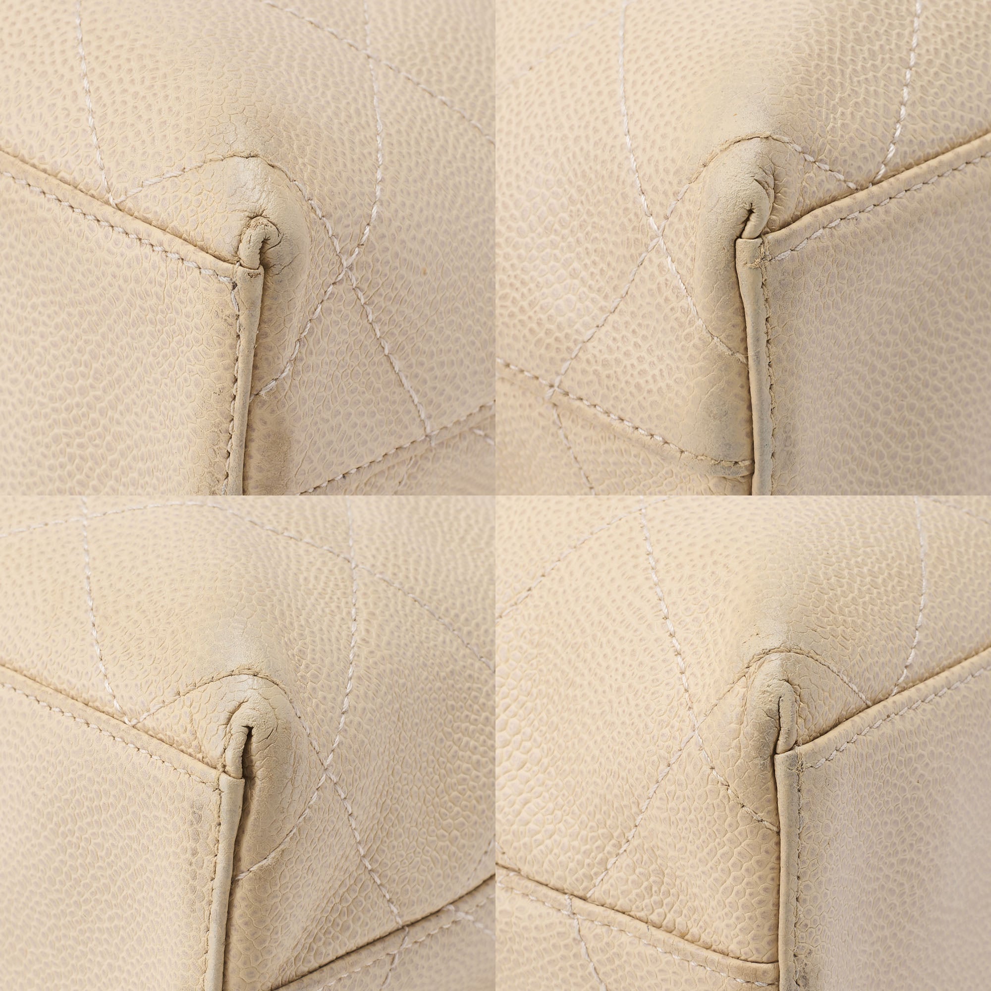 CHANEL Caviar Skin Tortoise Wood Chain Tote Bag Beige Gold-Tone Hardware, Pre-Owned