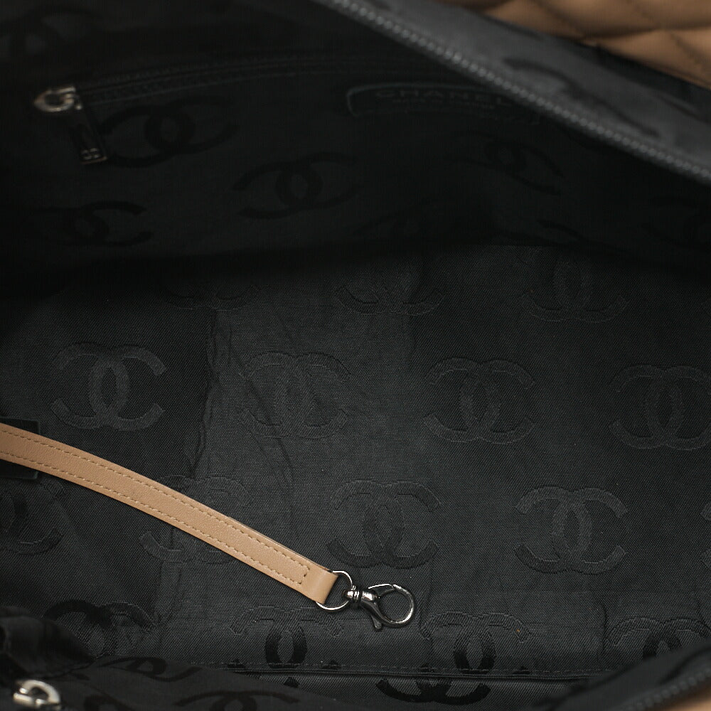 CHANEL Cambon Line Calf Leather Cambon Line Large Beige x Black Tote Bag Silver-Tone Hardware, Pre-Owned