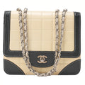 CHANEL Lambskin x Enamel Chocolate Bar Single Chain Shoulder Beige x Black Silver-Tone Hardware, Pre-Owned