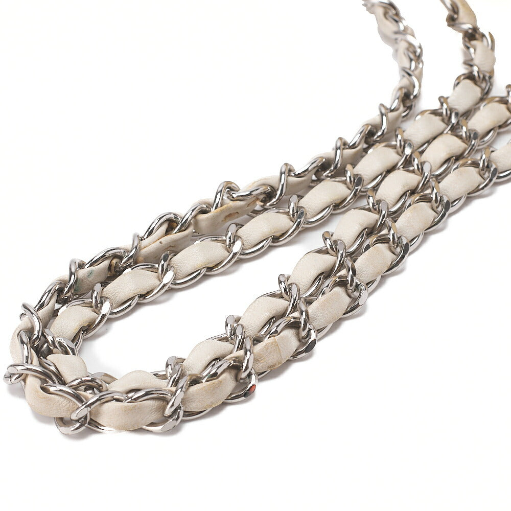 CHANEL Lambskin x Enamel Chocolate Bar Single Chain Shoulder Beige x Black Silver-Tone Hardware, Pre-Owned