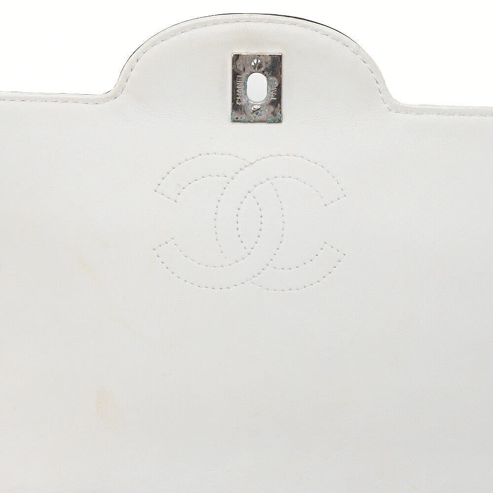CHANEL Lambskin x Enamel Chocolate Bar Single Chain Shoulder Beige x Black Silver-Tone Hardware, Pre-Owned