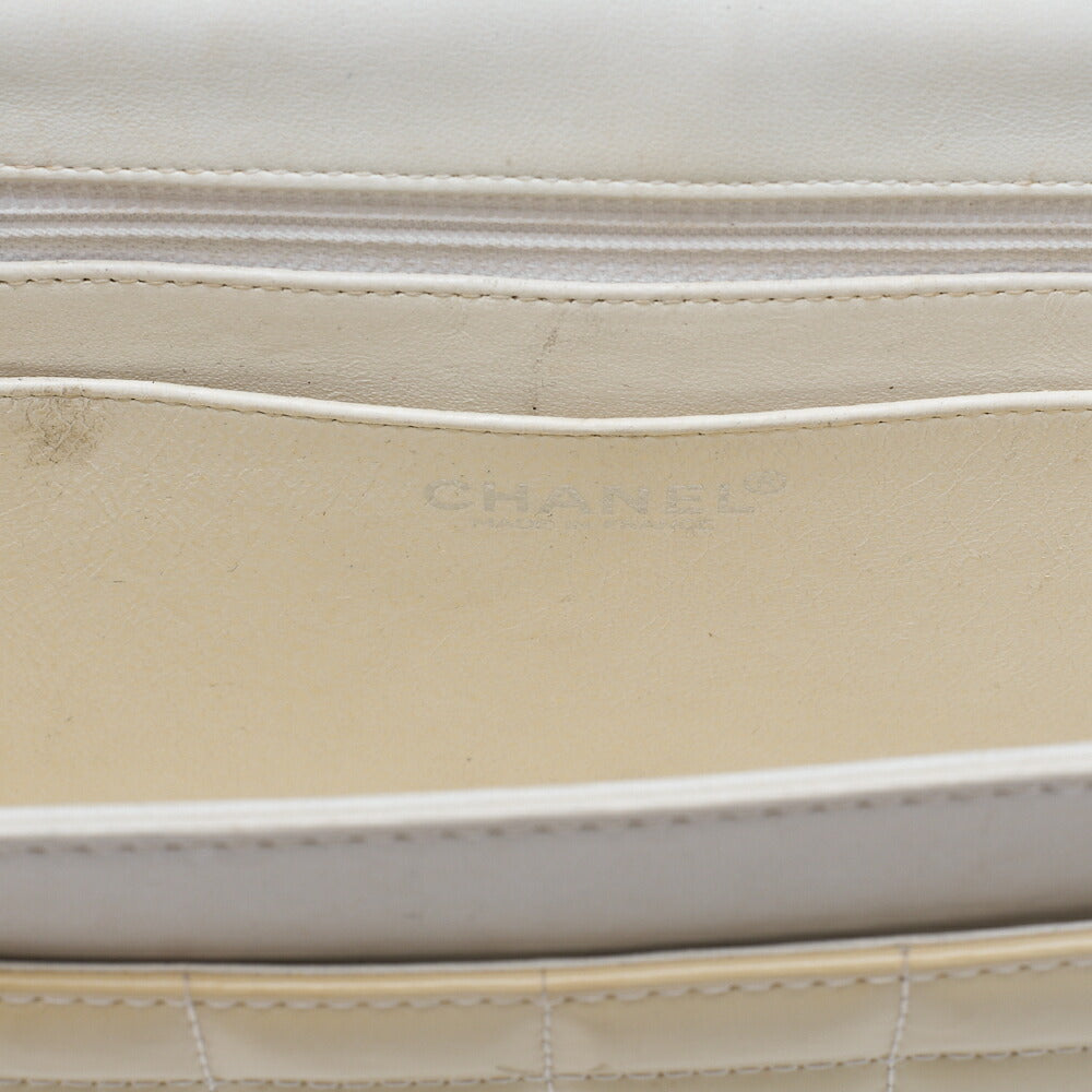 CHANEL Lambskin x Enamel Chocolate Bar Single Chain Shoulder Beige x Black Silver-Tone Hardware, Pre-Owned