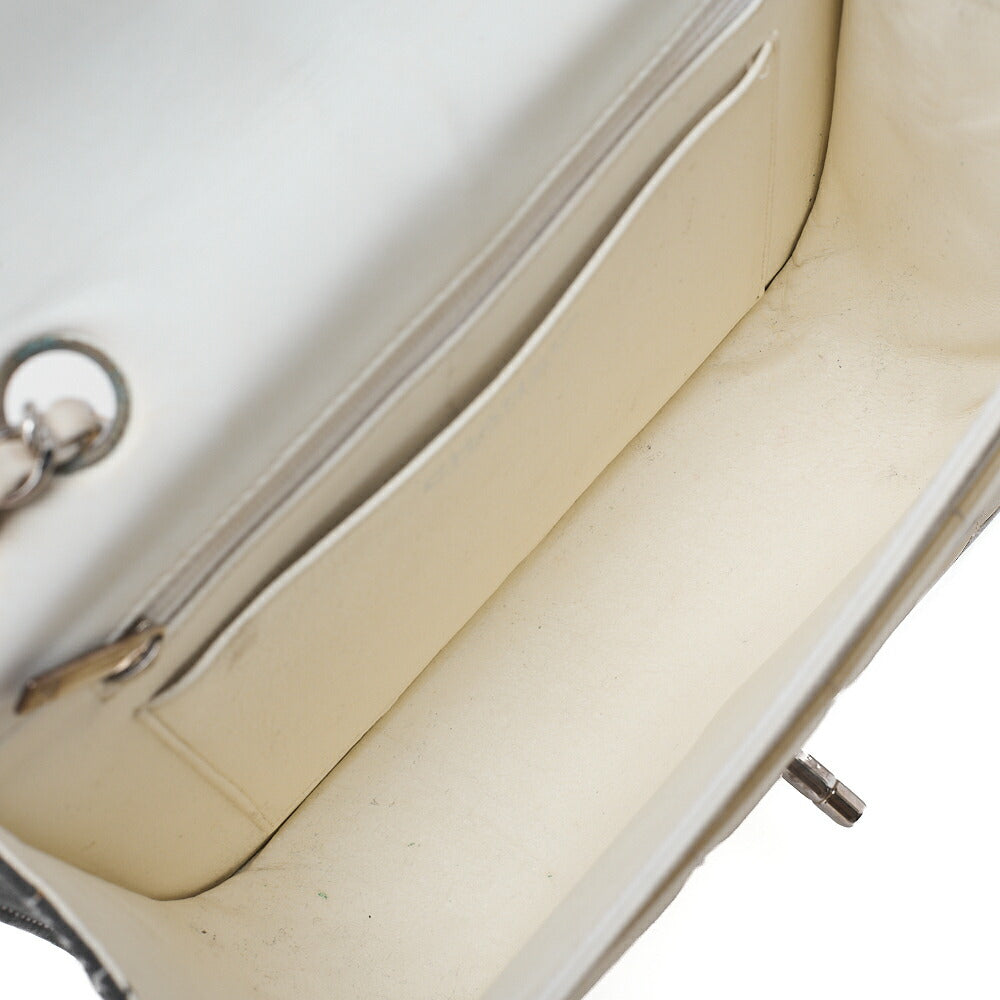 CHANEL Lambskin x Enamel Chocolate Bar Single Chain Shoulder Beige x Black Silver-Tone Hardware, Pre-Owned