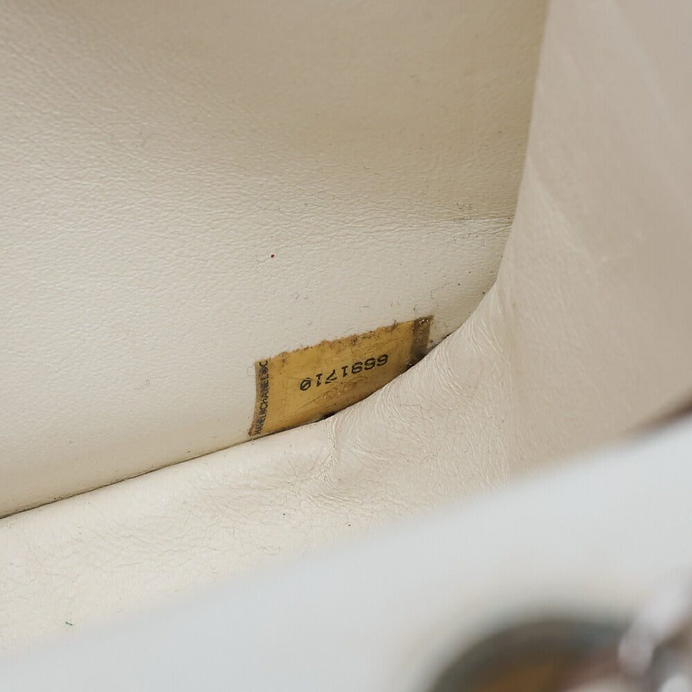 CHANEL Lambskin x Enamel Chocolate Bar Single Chain Shoulder Beige x Black Silver-Tone Hardware, Pre-Owned
