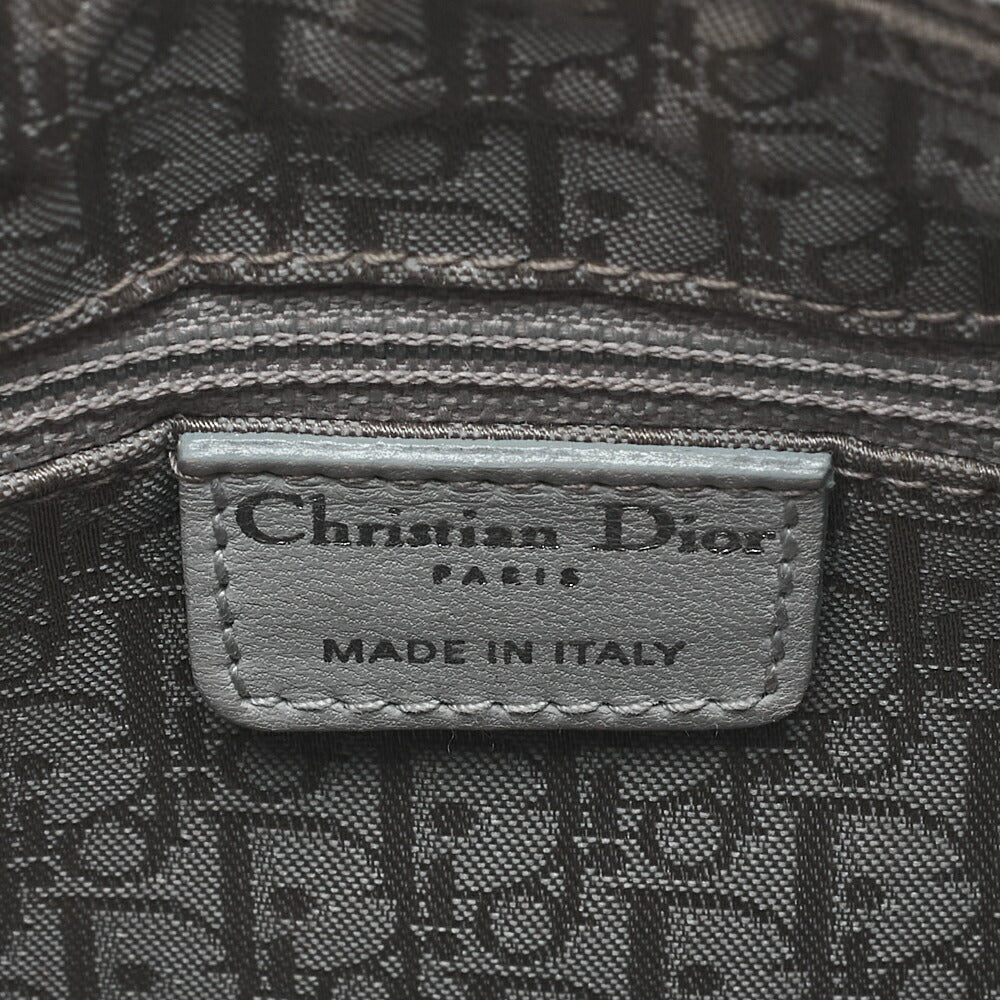 Dior Lady Dior Canage Handbag Lambskin Grey Silver-Tone Hardware, Pre-Owned