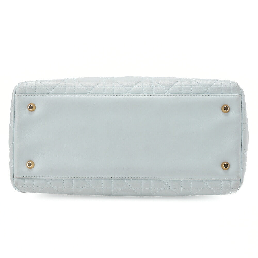Dior Lady Dior Canage Handbag Lambskin Light Blue Gold-Tone Hardware, Pre-Owned