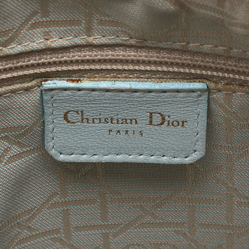 Dior Lady Dior Canage Handbag Lambskin Light Blue Gold-Tone Hardware, Pre-Owned