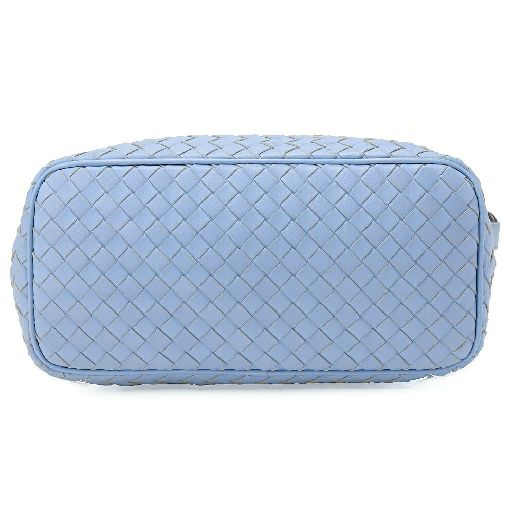 BOTTEGA VENETA Intrecciato Lambskin One Shoulder Back Light Blue Black-Tone Hardware, Pre-Owned