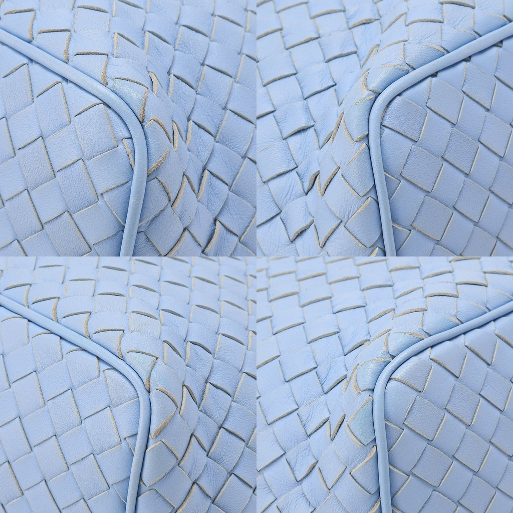BOTTEGA VENETA Intrecciato Lambskin One Shoulder Back Light Blue Black-Tone Hardware, Pre-Owned
