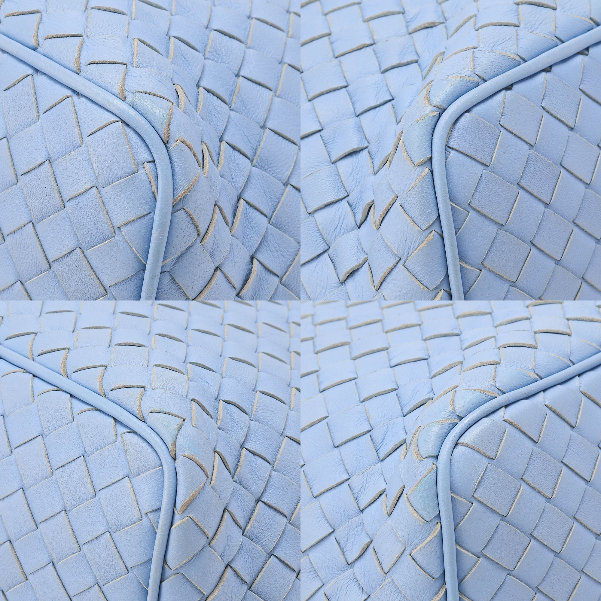 BOTTEGA VENETA Intrecciato Lambskin One Shoulder Back Light Blue Black-Tone Hardware, Pre-Owned