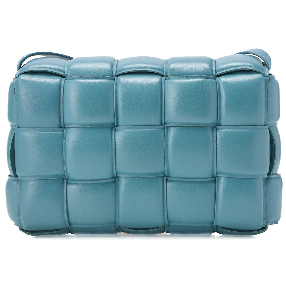 BOTTEGA VENETA Intrecciato Lambskin Padette Cassette Shoulder Back Light Blue Silver-Tone Hardware, Pre-Owned