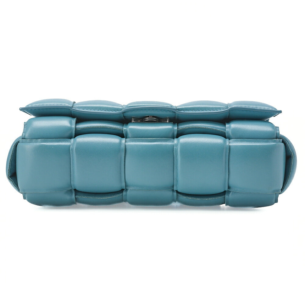 BOTTEGA VENETA Intrecciato Lambskin Padette Cassette Shoulder Back Light Blue Silver-Tone Hardware, Pre-Owned