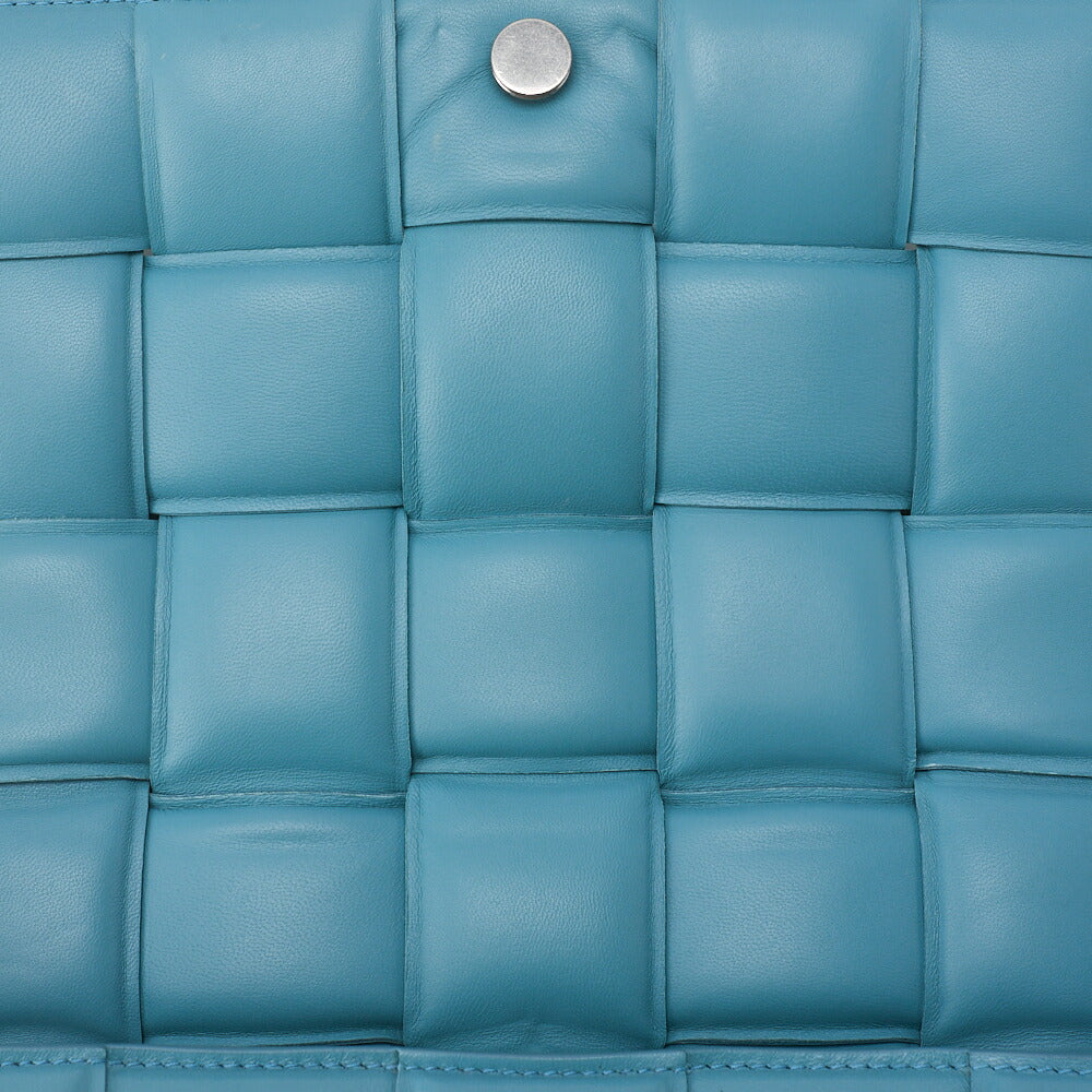BOTTEGA VENETA Intrecciato Lambskin Padette Cassette Shoulder Back Light Blue Silver-Tone Hardware, Pre-Owned