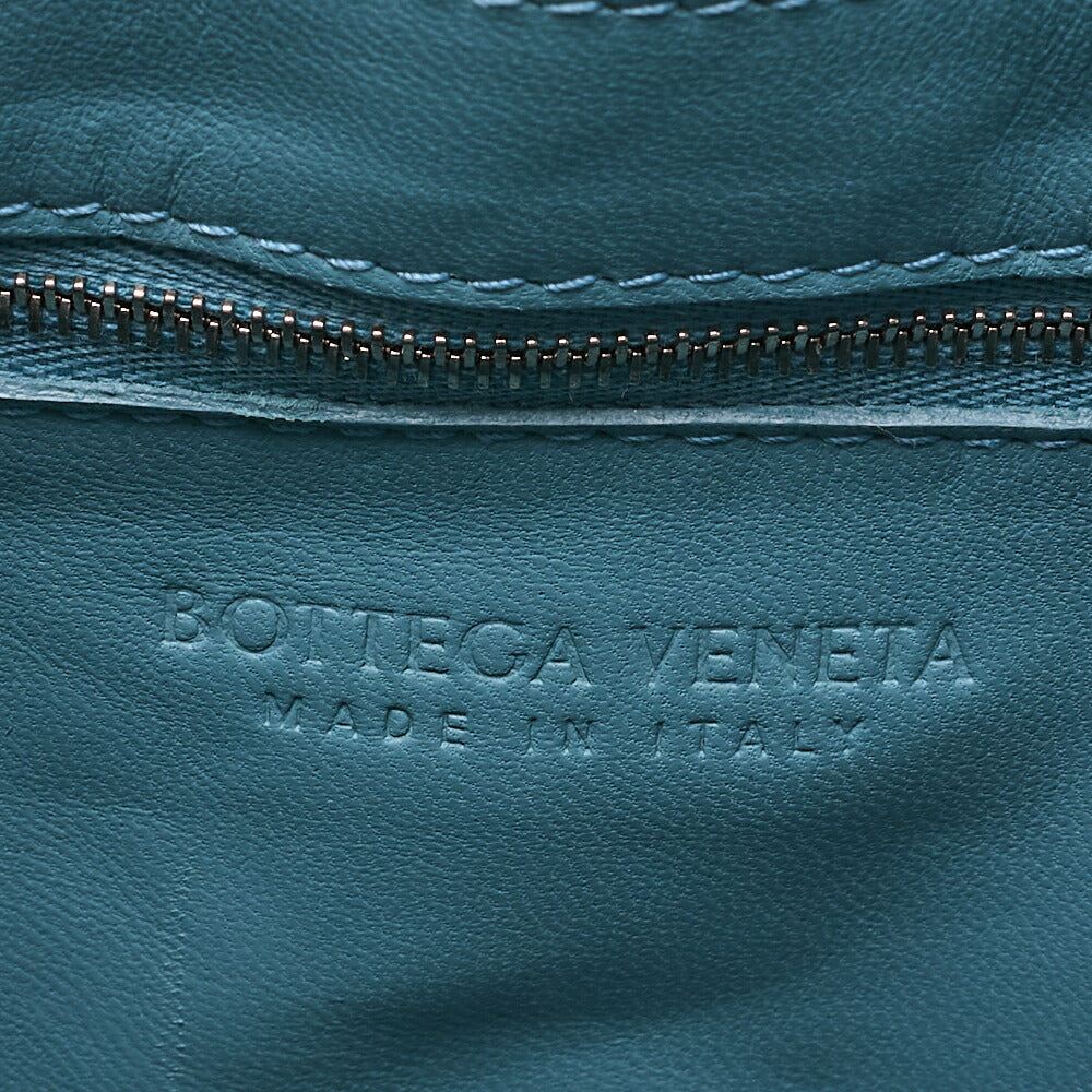 BOTTEGA VENETA Intrecciato Lambskin Padette Cassette Shoulder Back Light Blue Silver-Tone Hardware, Pre-Owned