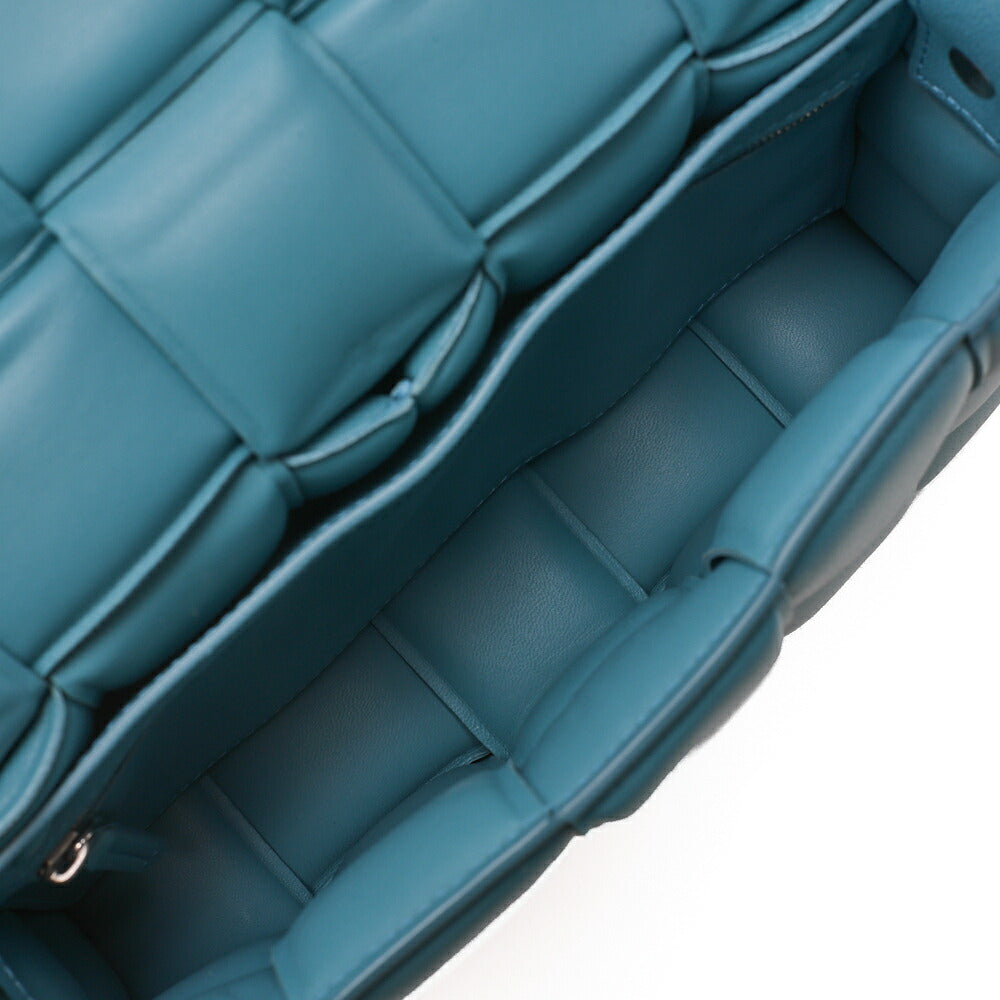 BOTTEGA VENETA Intrecciato Lambskin Padette Cassette Shoulder Back Light Blue Silver-Tone Hardware, Pre-Owned