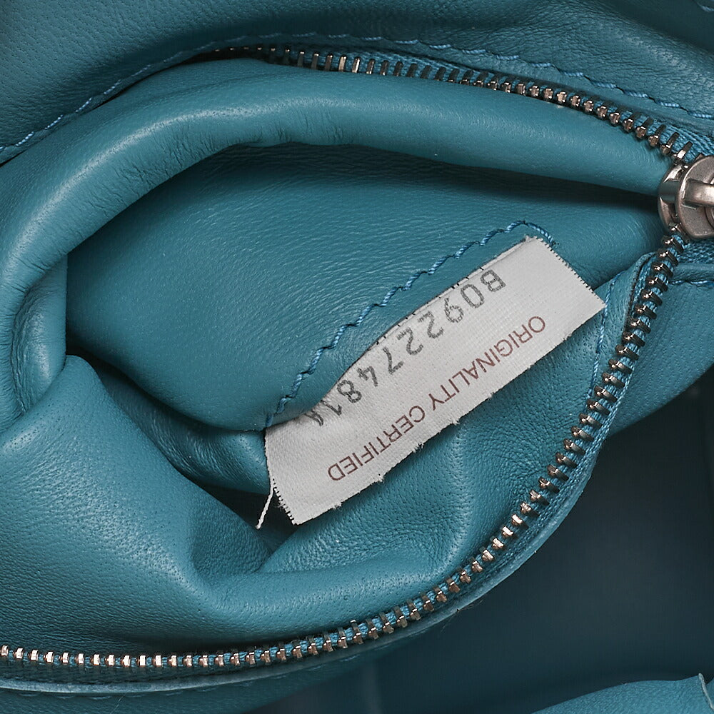 BOTTEGA VENETA Intrecciato Lambskin Padette Cassette Shoulder Back Light Blue Silver-Tone Hardware, Pre-Owned