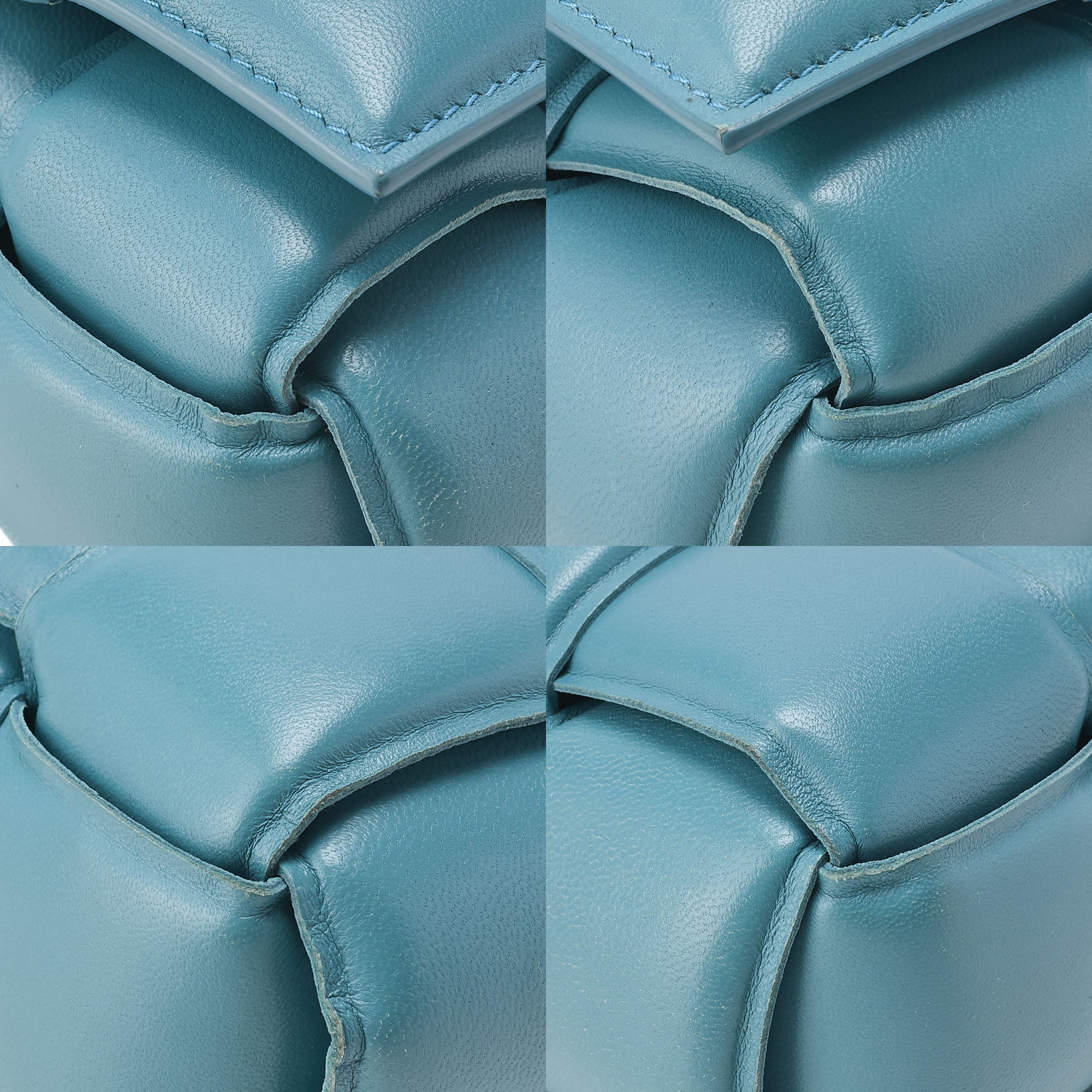 BOTTEGA VENETA Intrecciato Lambskin Padette Cassette Shoulder Back Light Blue Silver-Tone Hardware, Pre-Owned