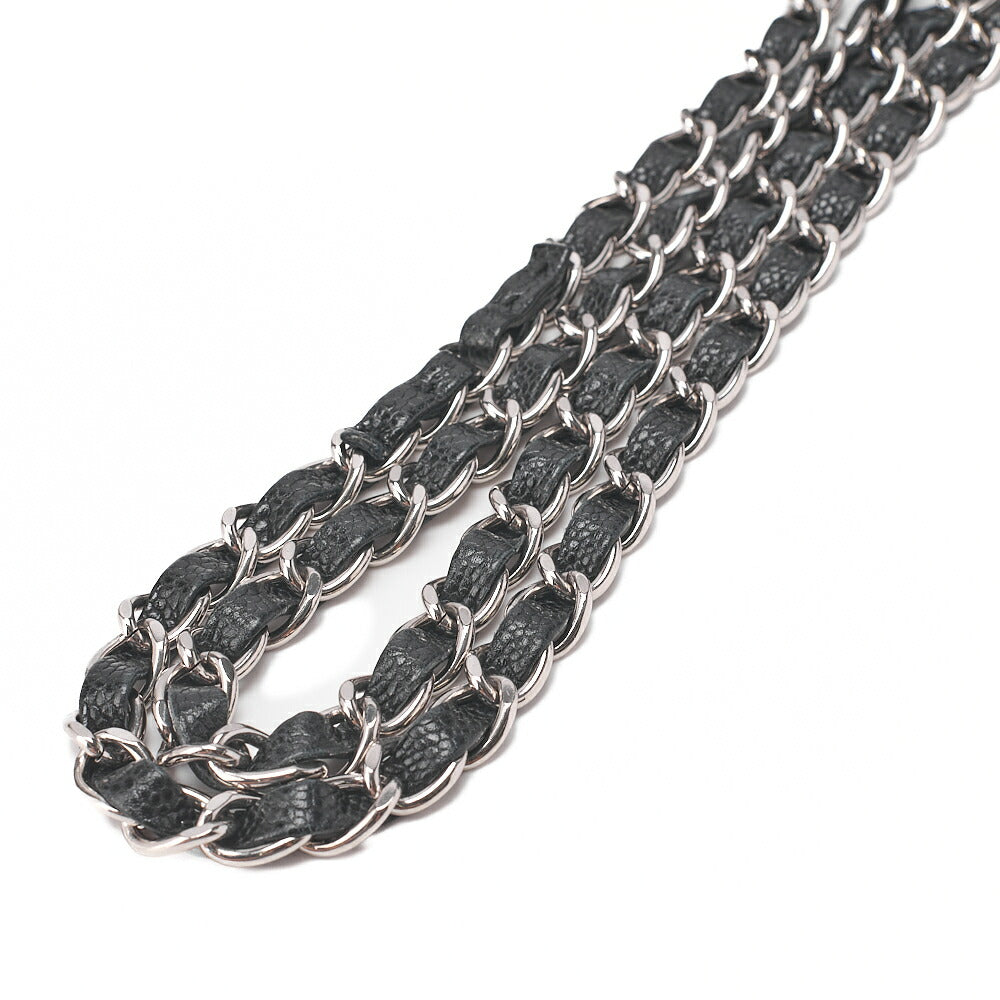CHANEL Caviar Skin Deca Matelasse 30cm Double Flap Chain Shoulder Bag Black Silver-Tone Hardware, Pre-Owned