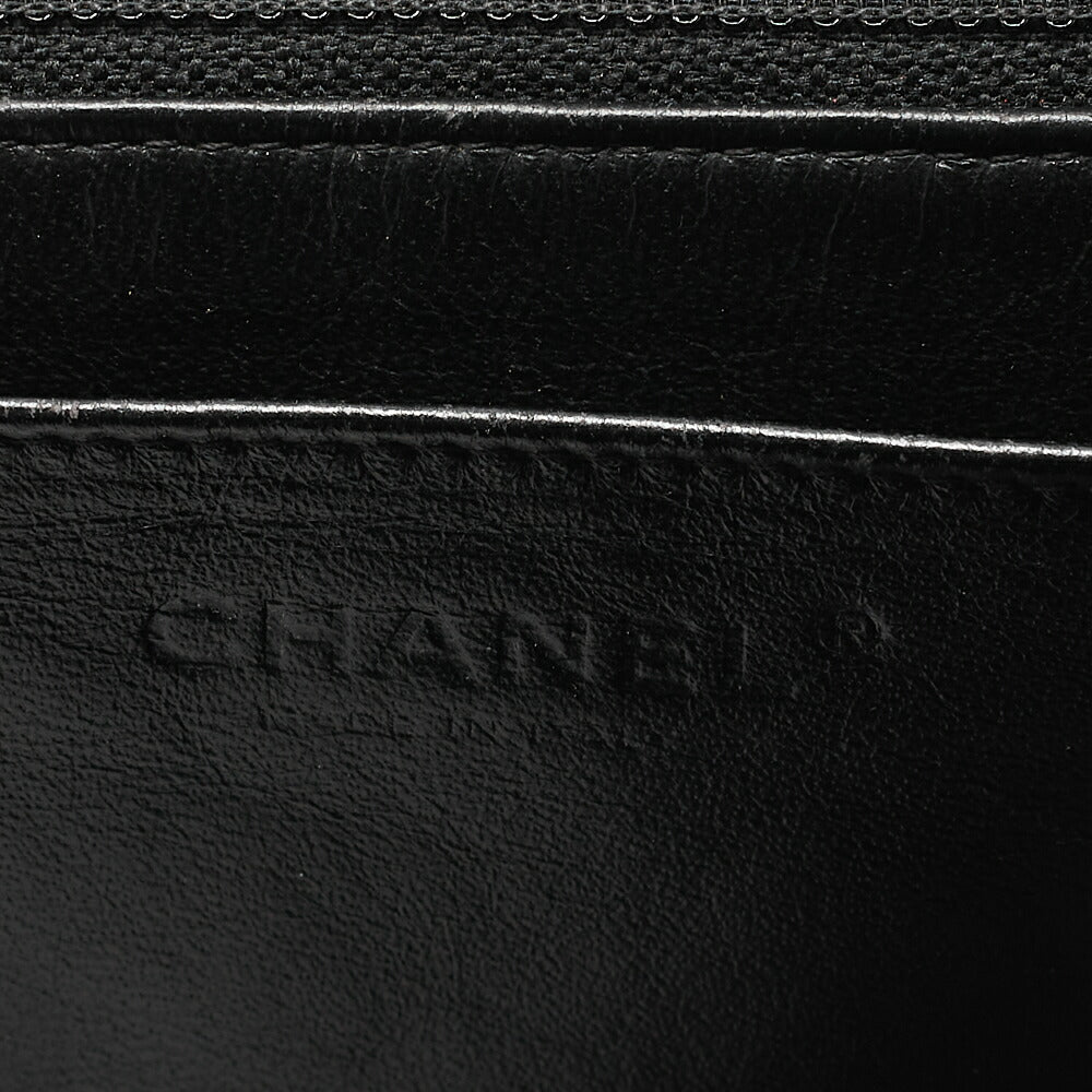 CHANEL Caviar Skin Deca Matelasse 30cm Double Flap Chain Shoulder Bag Black Silver-Tone Hardware, Pre-Owned