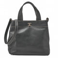 CHANEL Matelasse Tote Bag Handbag 2way Cocomark Caviar Skin Black Silver-Tone Hardware, Pre-Owned