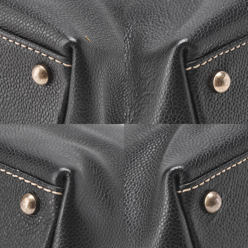 CHANEL Matelasse Tote Bag Handbag 2way Cocomark Caviar Skin Black Silver-Tone Hardware, Pre-Owned