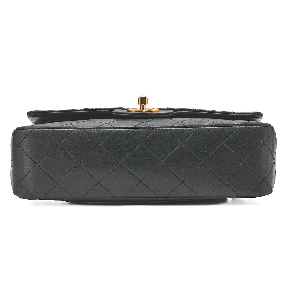 CHANEL Matelasse Double Flap 23cm Chain Shoulder Lambskin Black Gold-Tone Hardware, Pre-Owned