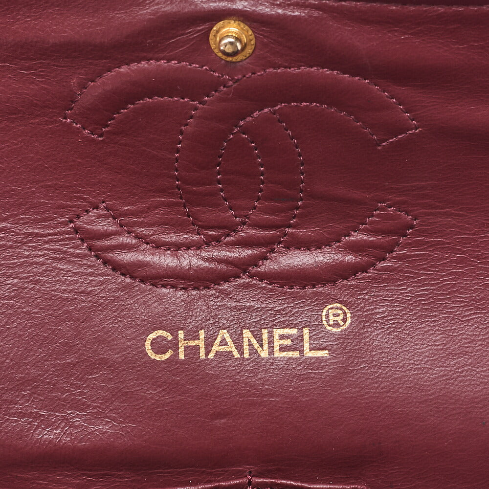 CHANEL Matelasse Double Flap 23cm Chain Shoulder Lambskin Black Gold-Tone Hardware, Pre-Owned