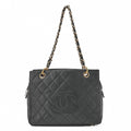 CHANEL Chanel Tote Bag Matelasse Caviar Skin Cocomark PTT Double Chain Tote Black Gold-Tone Hardware, Pre-Owned