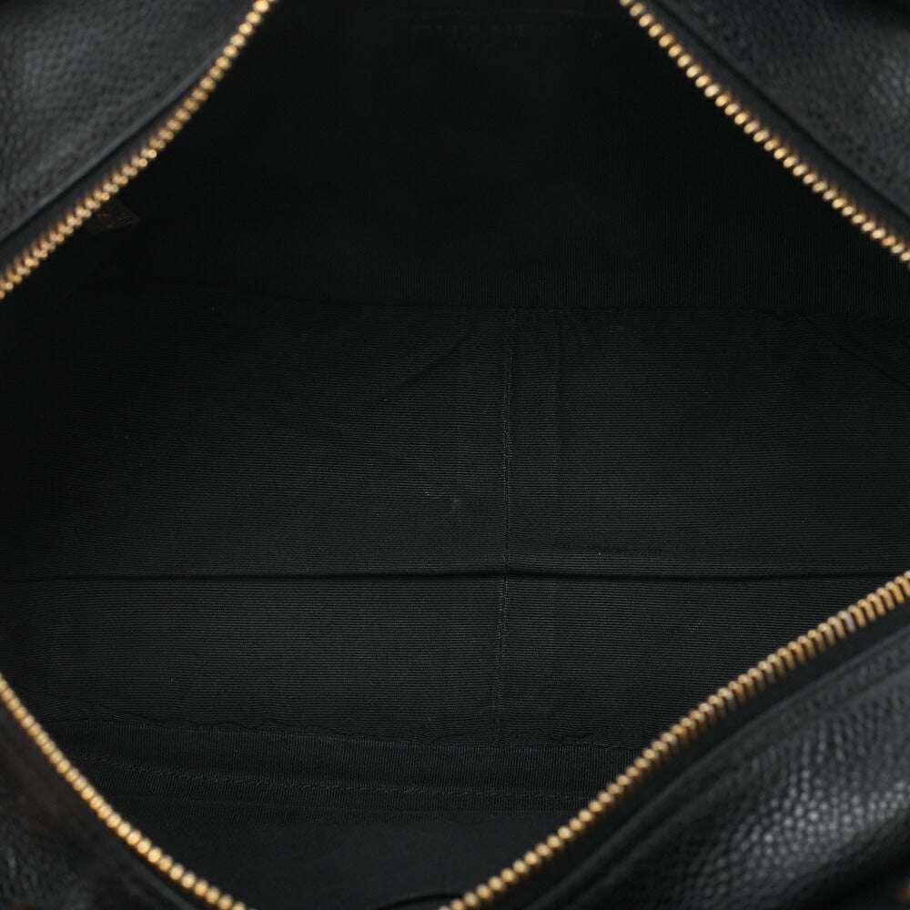 CHANEL Chanel Tote Bag Matelasse Caviar Skin Cocomark PTT Double Chain Tote Black Gold-Tone Hardware, Pre-Owned