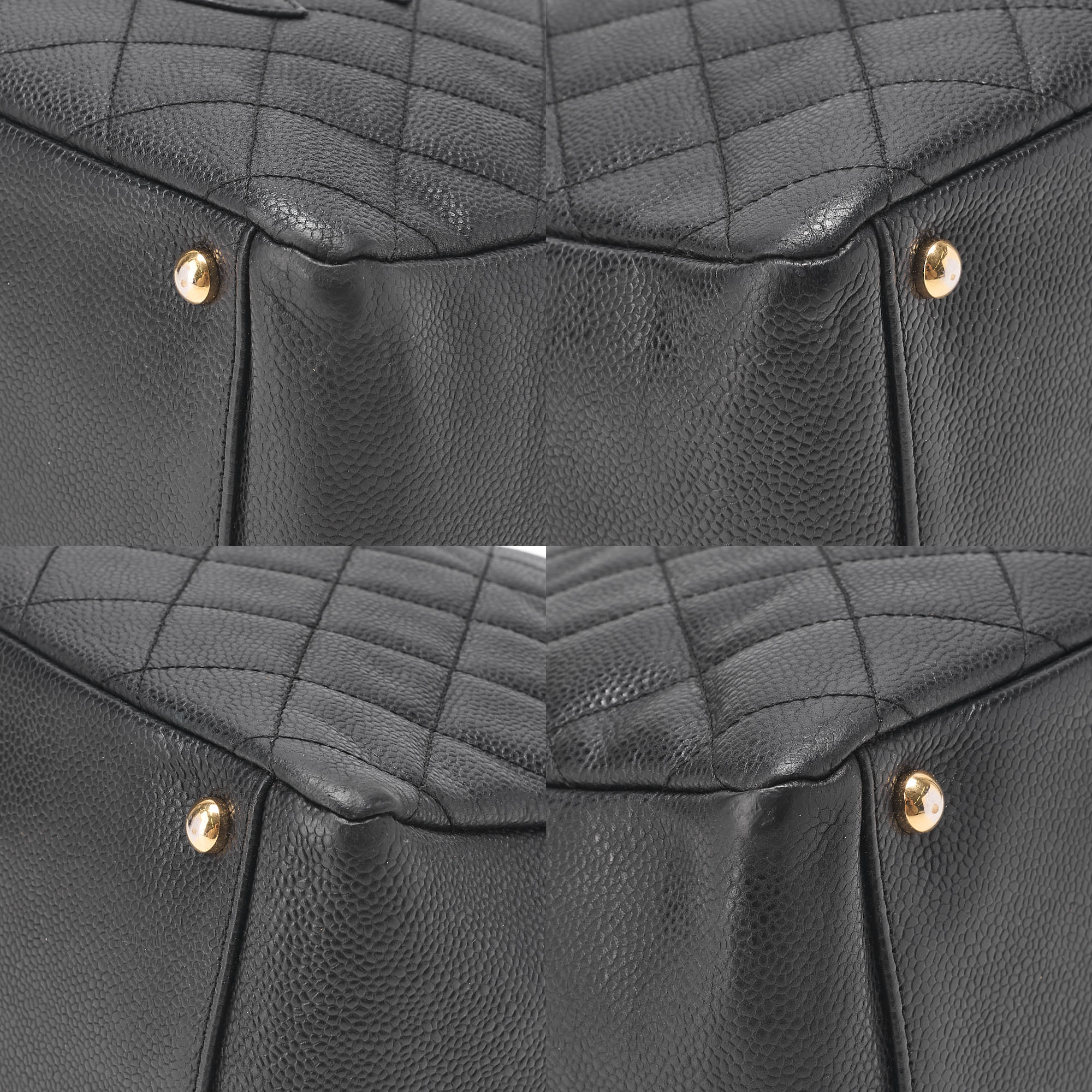 CHANEL Chanel Tote Bag Matelasse Caviar Skin Cocomark PTT Double Chain Tote Black Gold-Tone Hardware, Pre-Owned