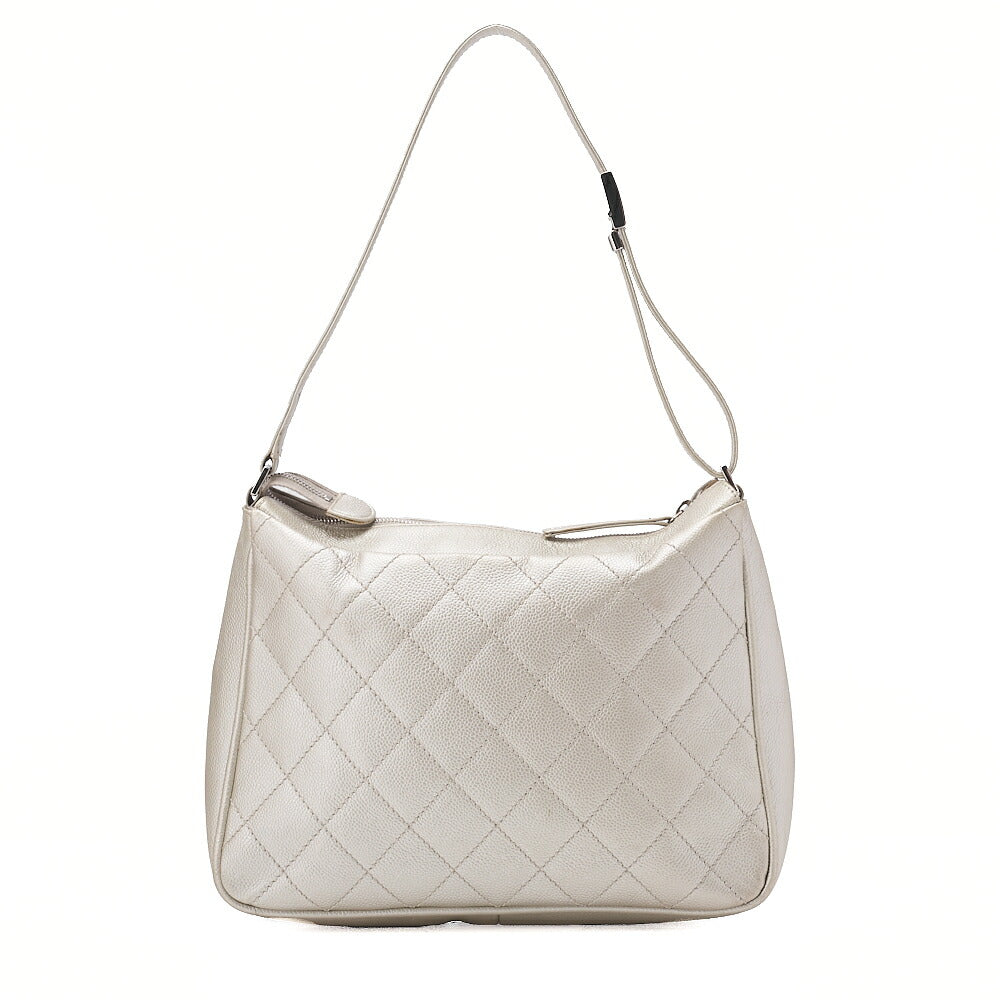 CHANEL Caviar Skin Matelasse Coco Mark One Shoulder Champagne Gold Silver Fittings Brand [Used] [Free Shipping]